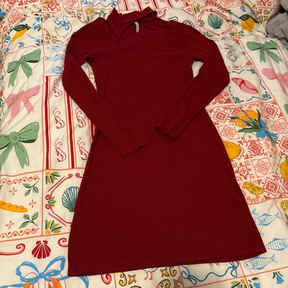 Urban Outfitters Deep Red Long Sleeve Dress